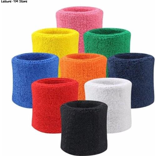 1Pair Colorful Cotton Unisex Sport Sweatband Wristband Wrist Protector Running Badminton Basketball Brace Terry Cloth Sweat Band
