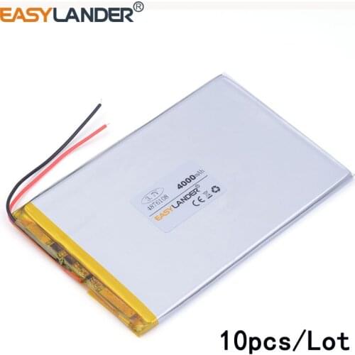 10pcs/Lot 3.7V 4000MA 4876108 lithium Li ion polymer rechargeable battery for tablet PC battery e-book video game IPAQ MID