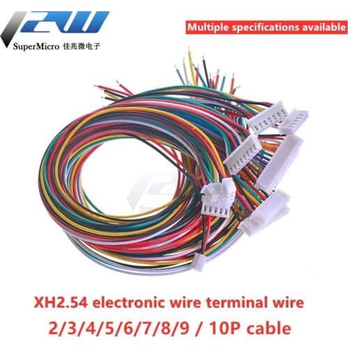 10pcs XH2.54 XH 2.54mm single head tinned cable connector 2/3/4/5/6/7/8/9/10 pin female plug 30cm cable length 26AWG