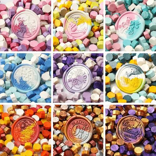 100 Pcs Colourful Wax Seal Stamp for Scrapbooking Craft Supplies Making Envelope Wedding Invitation Octagonal Seal Wax Beads