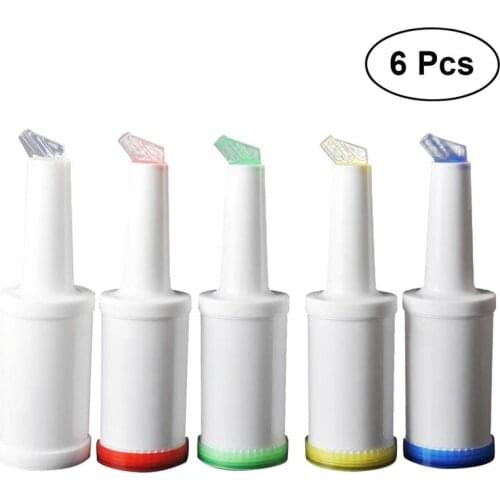 6pcs 1L Fruit Juice Liquor Bar Pour Bottles Plastic Juice Jug Bartender Juice Bottle