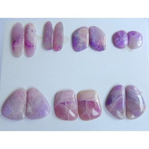 Natural Stone Sale 7Pairs Sugilite Cabochon Setting 16x5x2mm,12x10x3mm,8x4x2mm,5.5g natural stone cabochon Sugilite cabochon