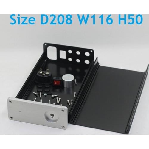 Mini Size DIY Aluminum Chassis Amplifier Housing Preamp Rear Case Enclosure D208 W116 H50 WA110 Power Amplify Chassis