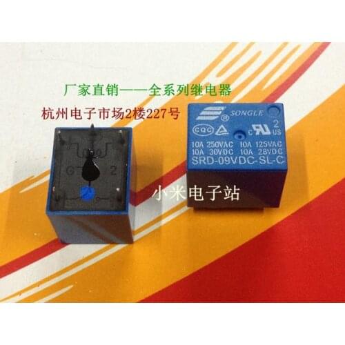 Free shipping new relay SRD-09VDC-SL-C 9V 10A 250V 5PIN 10pcs/lot