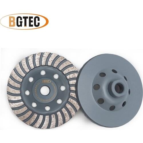 BGTEC 2pcs 4.5 inch Diamond Turbo Row Grinding Cup Wheel 115mm 5/8-11 Grinding disc for concrete, construction material