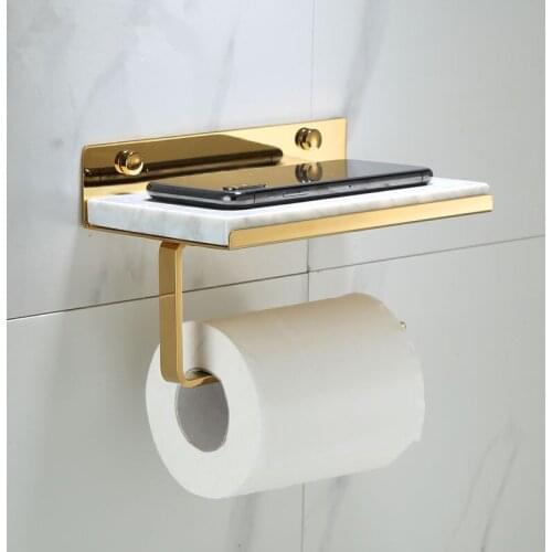 Bathroom Paper Holder Gold and White Marble Bathroom Paper Roll Holder Tissue Holder Box Rack Toilet Paper Holder Tissue Boxes