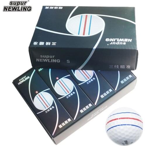 Brand New Golf Ball 12pcs/box 3 colour full aim lines 3-piece golf game ball Super Long Distance with retail package dropship