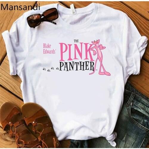 Ulzzang Pink Panther Graphic Tees women funny t shirts harajuku kawaii clothes top female animal printed tshirt 90s streetwear