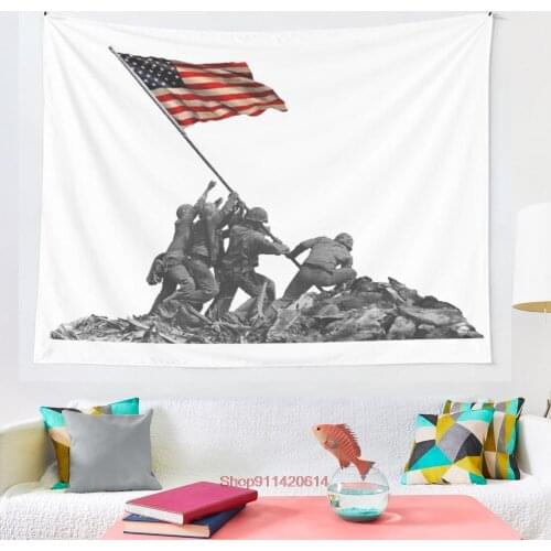 Soldiers Raising US Flag at Iwo Jima tapestry Wall Hanging Tapestries for Living Room Beach Towel Blanket