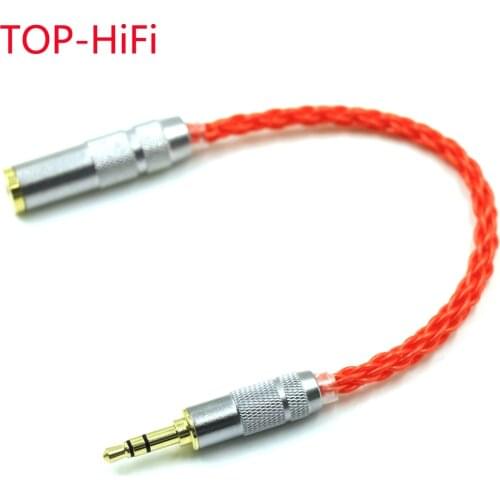 TOP-HiFi 10cm 3.5mm Stereo Male to 2.5mm TRRS Balanced Female Audio Adapter UPOCC Silver Plated Cable