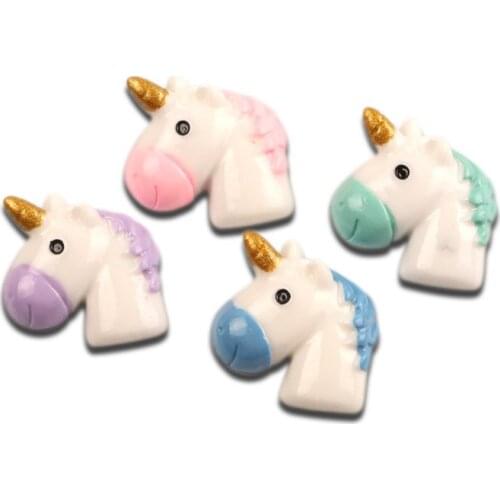 LF 20Pcs Mixed Resin Unicorn Decoration Crafts Flatback Cabochon Kawaii DIY Embellishments For Scrapbooking Accessories