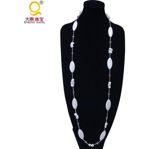 Hot summer marquis shell irregular shape stone necklace crystal rope long necklace pure handmade weaving necklace jewelry