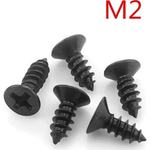 M2*4/5/6/8/10/12 Black Cross Recessed Flat Countersunk Head Phillips Self Tapping Screw Wood Screw