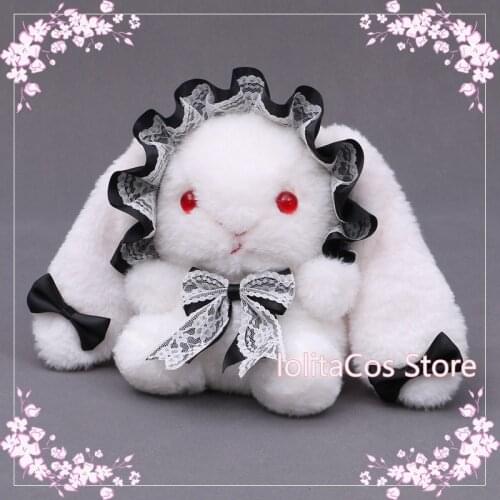 8 Colors Japanese Lolita Cute Plush Lace Bow Long Ear Rabbit Doll Handbag Cosplay Harajuku Soft Sister Pearl Chain Messenger bag
