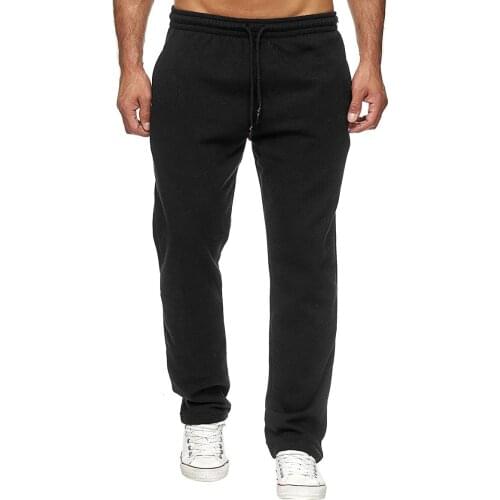 Mens Casual Pants Solid Color Plush Shoulder Strap Elastic Belt Pocket Jogging Sports Casual Pants