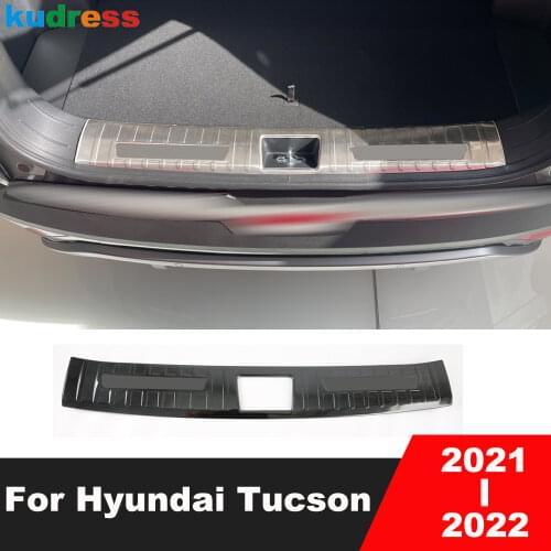 Inner Rear Trunk Bumper Cover Trim For Hyundai Tucson 2021 2022 2023 Stainless Steel Tailgate Sill Plate Car Styling Accessories