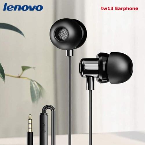 New Original Lenovo TW13 3.5 mm Microphone Stereo Bass Earphone Earbuds Headset For Xiaomi Meizu Samsung HUAWEI iPhone MP3 MP4