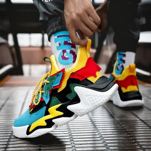 Outdoor Light Sports Running Shoes for Men Fashionable Hip hop Sneakers Man Breathable Damping Trainers Shoes Men zapatos hombre