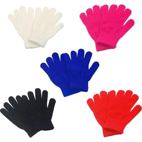 1Pair Magic Glove Girls Boys Kid Full Finger Stretchy Knitted Winter Warm Pick Gloves Mixed Color Knitted Gloves