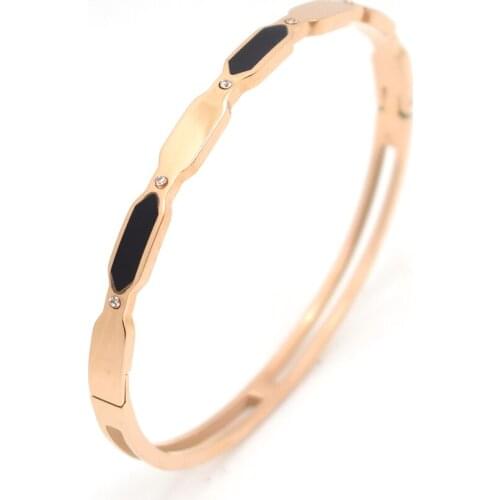 Rose Gold Color Black Shell Zircon brand Fashion Jewelry Cuff Carter Bracelets Bangles 316L Stainless Steel Bracelets For Women