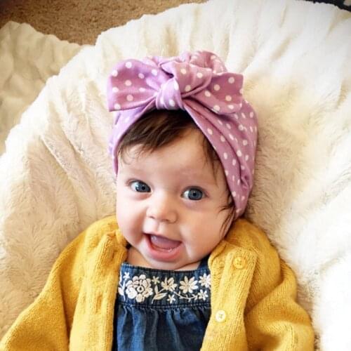 100% Cotton Dot Baby Girl Hat with Bow Soft Fashion Bowknot Baby Turban Caps for Girls Elastic Infant Cloth Accessories Gifts