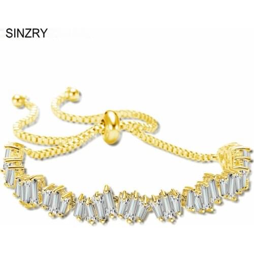 SINZRY jewelry Gold color irregular geometry cubic zirconia charm bracelets middle east hot CZ charm bracelet for women