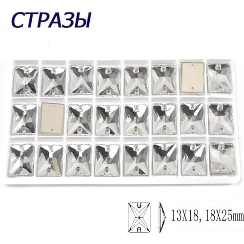CTPA3bI Super Crystal Sewn Stones With 2 Holes Rectangle Flat Shape Glass Sewing Rhinestones For DIY Crafts Dancing Dress