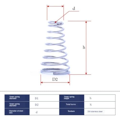 SUS304 Tower Pagoda Spring 0.5mm Wire Small Conical Pressure Compression Spring Non-standard Customized