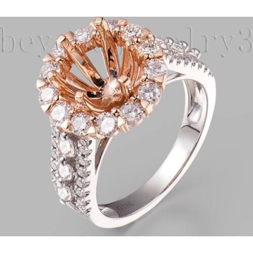 Unique Design 7mm Semi Mount Ring Round Gold 18K Rose For Women Wedding Anniversary SR00341A