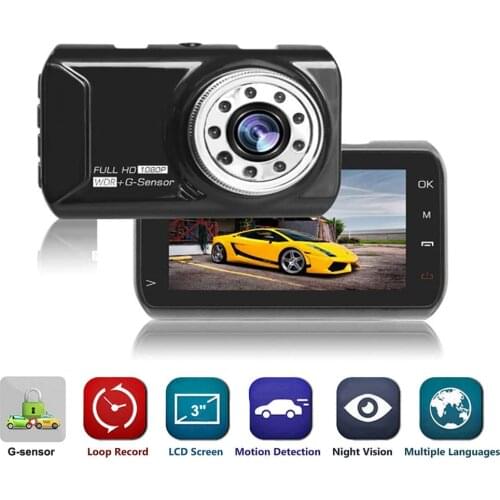 Car DVR 3.0" Full HD 1080P DashCam Camera Auto Video Recorder Car Registrar Dash Camera Camcoder Motion Detector Action Camera