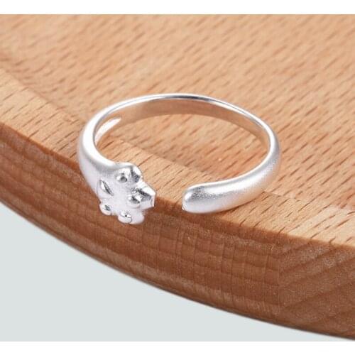 YIZIZAI Animal Cute Silver Color Cat Paws Rings For Women Adjustable Ring Anillos Bague Jewelry Gifts