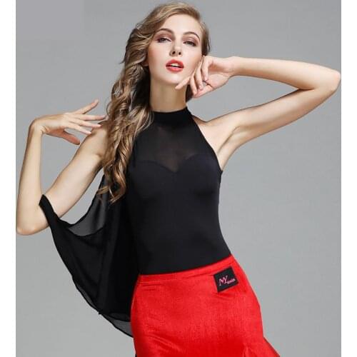 2020 New Beauty Modern Dance Tops For Ladies Black White Sleeveless Shirt Original Latin Ballroom Performance Competition Dress
