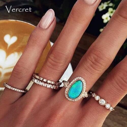 Vercret Sterling Silver Zircon Ring For Women Rose Gold Ring Jewelry Gift