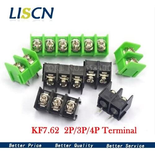 10PCS/lot 7.62 mm KF7.62 - 2P 3P 4P MG 762 - 2 3 4 Pin Can be spliced Screw Terminal Block Connector Black Green 7.62mm Pitch