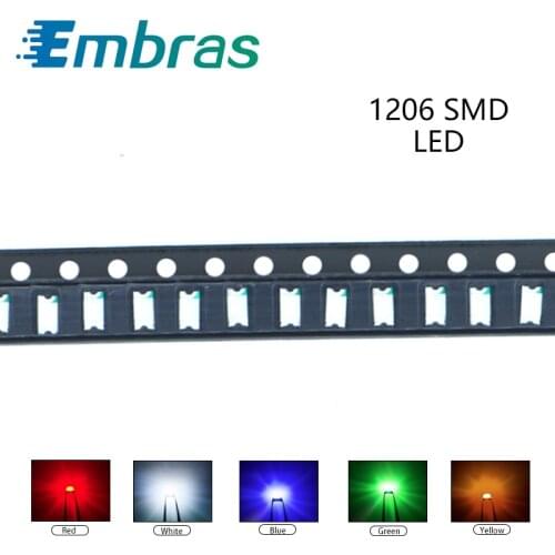 100pcs 1206 SMD LED Electron Component Blue Yellow White Green Red Orange Purple RGB High Light Emitting Diode DIY Kit