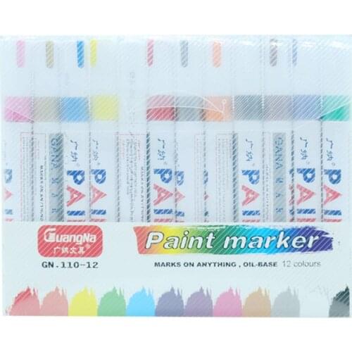 12pcs/lot colorful Waterproof pen Car Tyre Tire CD Metal Permanent Paint markers Graffiti Oily Marker Pen stationery office