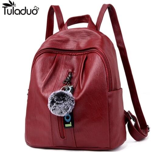 2020 Fashion Women Backpack High Quality Youth Leather Backpacks for Teenage Girls Female School Shoulder Bag Double Shoulders