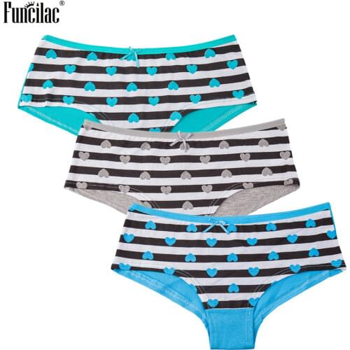 FUNCILAC Womens Underwear Striped Cotton Seamless Panties Sexy Thong Woman Panties Underwear Lingerie Underpants Briefs 3 pcs