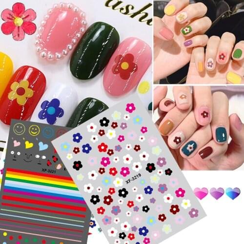 3D Manicure Design Stickers Diy Sticker Decorations for Nail Art Flower Back Glue Love Decals Nail Salon Stickers Accessoires