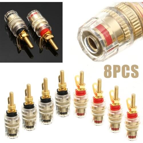 4Pairs Newest Audio Connector Clamps 42mm Gold Plated Banana Plugs Speaker Terminal Binding Post Amplifier Connector Plug Parts