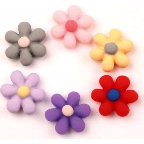 50Pcs Resin Flower 15mm Decoration Crafts Kawaii Cute Flatback Cabochon Embellishments For Scrapbooking DIY Accessories