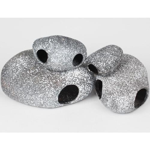 Aquarium Cichlid Stones Eco-friendly Resin Rock Fish Cave Shrimp Shelter Fish Tank Stone Decoratives with Holes Shrimp Breeding