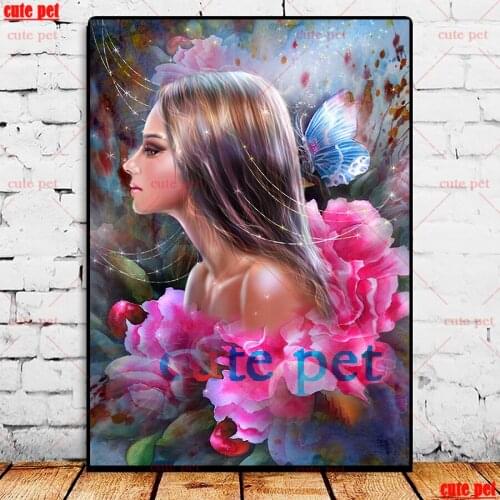 New DIY Full square Diamond Painting Fantasy butterfly flower woman Mosaic puzzle Rhinestone Embroidery Cross Stitch home decor