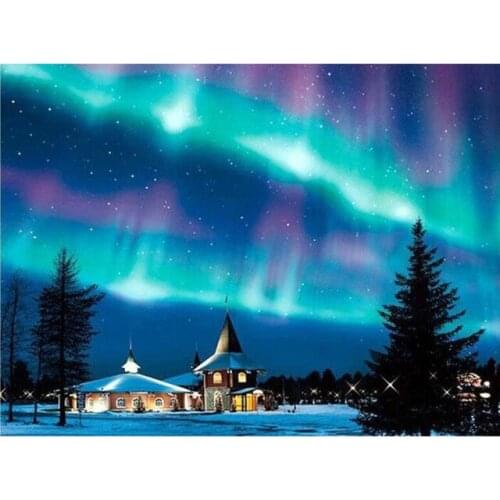 ArtBack 5d diy diamond painting aurora landscape tree full square rhinestone mosaic diamond embroidery home decoration