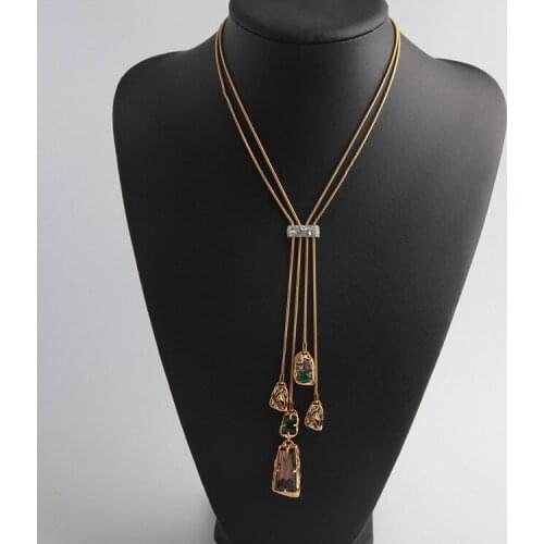 Free shipping luxury chain tassel stone necklace chest necklace
