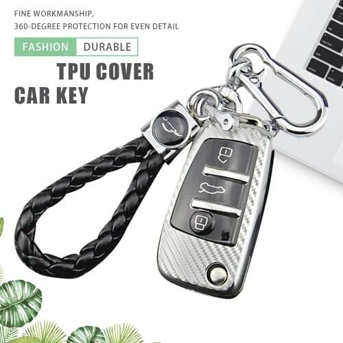 5 Color Car Key Case Bag Cover Holder Key Chain Ring Keychain for Audi C6 A7 A8 R8 A1 A3 A4 A5 Q7 Key Protector Accessories