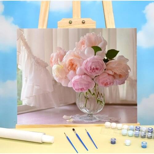 Flowers For DIY Paint By Numbers Package Acrylic Paints 50*70 Canvas Pictures Wall Paintings Crafts For Handiwork