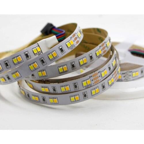 5M 10M Dual Color CRI>95 SMD2835 CCT Dimmable LED Strip Light 24V DC WW CW Color Temperature Adjustable Flexible LED Tape Ribbon