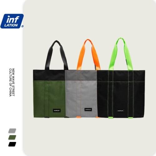 INFLATION Fashion Fluorescent Handbags Women Streetwear Casual Shopping Bag Unisex High Capacity Travel Shoulder Bags 257AI2019