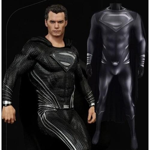 Black Kal-El Cosplay Costume Zentai Halloween Costume Lycra Spandex Superhero Bodysuit Jumpsuit Catsuits Fancy Dress Disfraces
